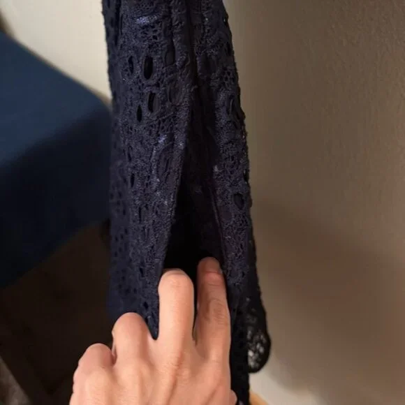 EShakti Women’s Navy Lace & Black smocked waist dress, pockets, Sz 12 - Picture 4 of 12